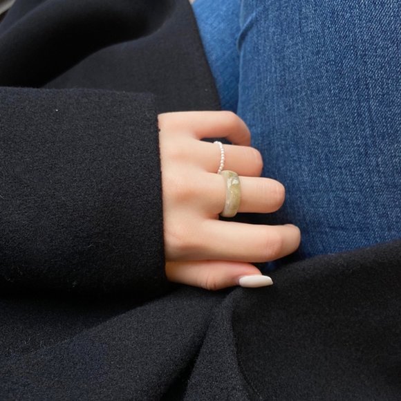 ❤️‍🔥𝕤𝕒𝕝𝕖❤️‍🔥2xrings marble pearls set - Picture 5 of 13